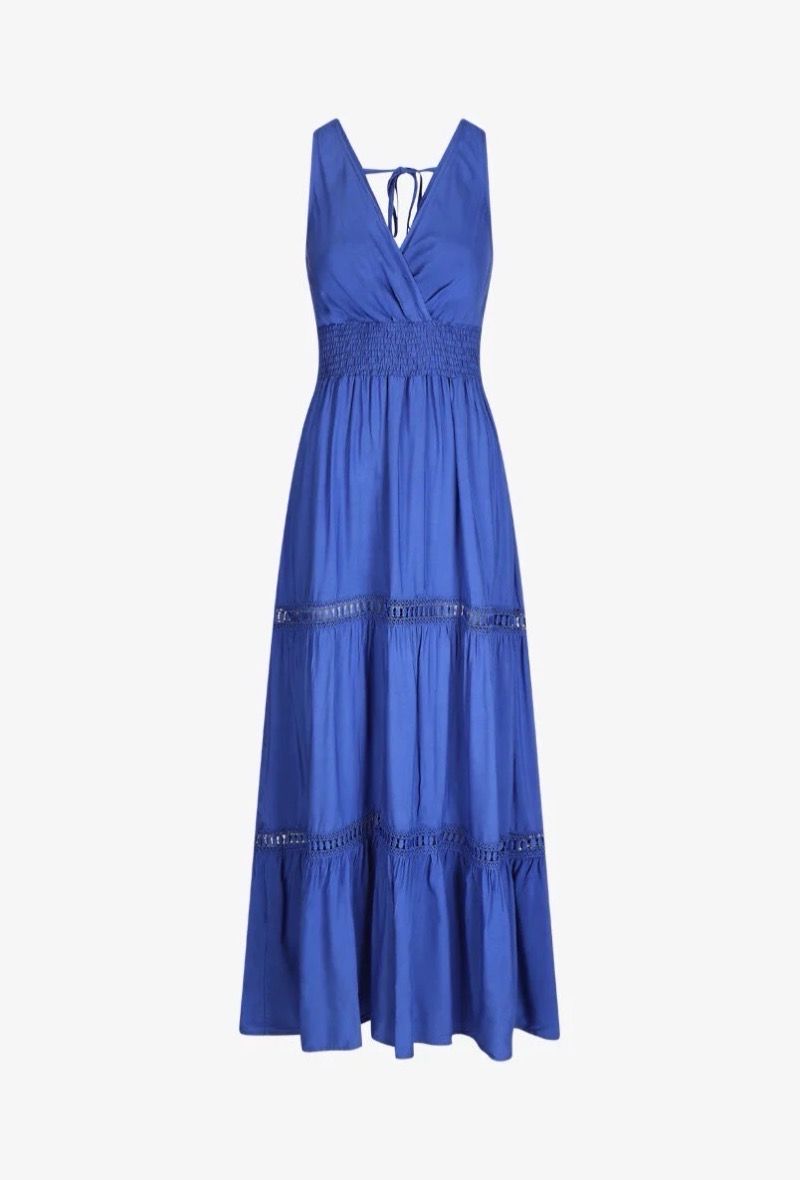 zomer jurken dames- luchtige zomerjurk- maxi zomerjurk - Zomerjurk Met Elastische Taille En Split - Zomerjurk Met Elastische Taille