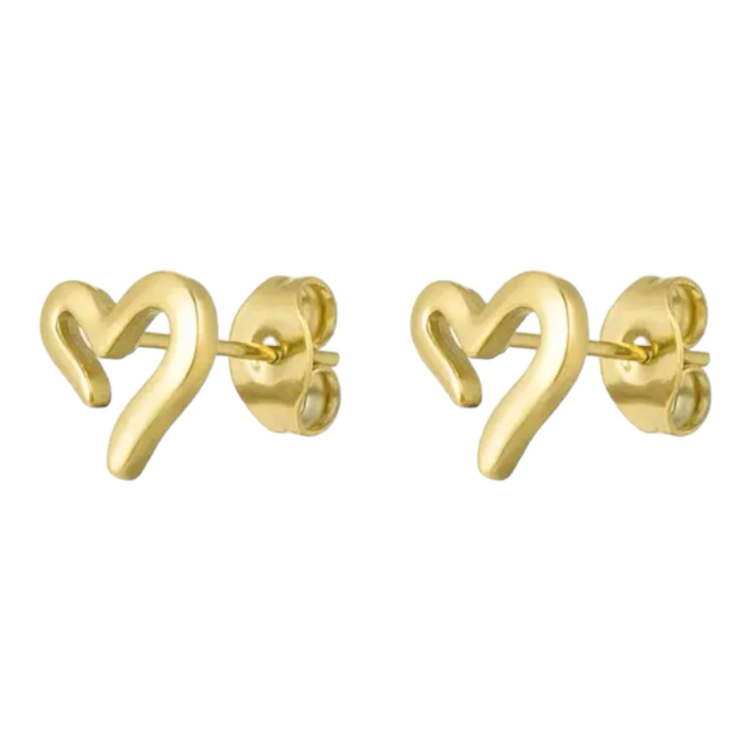 Open Hart Oorbellen- Oorbel Stekers - Kleine Oorbellen - Stainless Steel Oorbellen - Nikkelvrij Oorbellen, Kleur: Goud