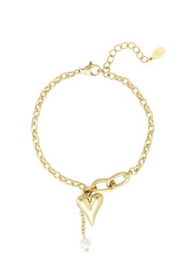 Armband Lovely Hearts - Schakel armband - Stainless Steel Armband- Goudkleur -cadeautip- Herbal Infinity Jewellery - 100% Waterproof bracelet