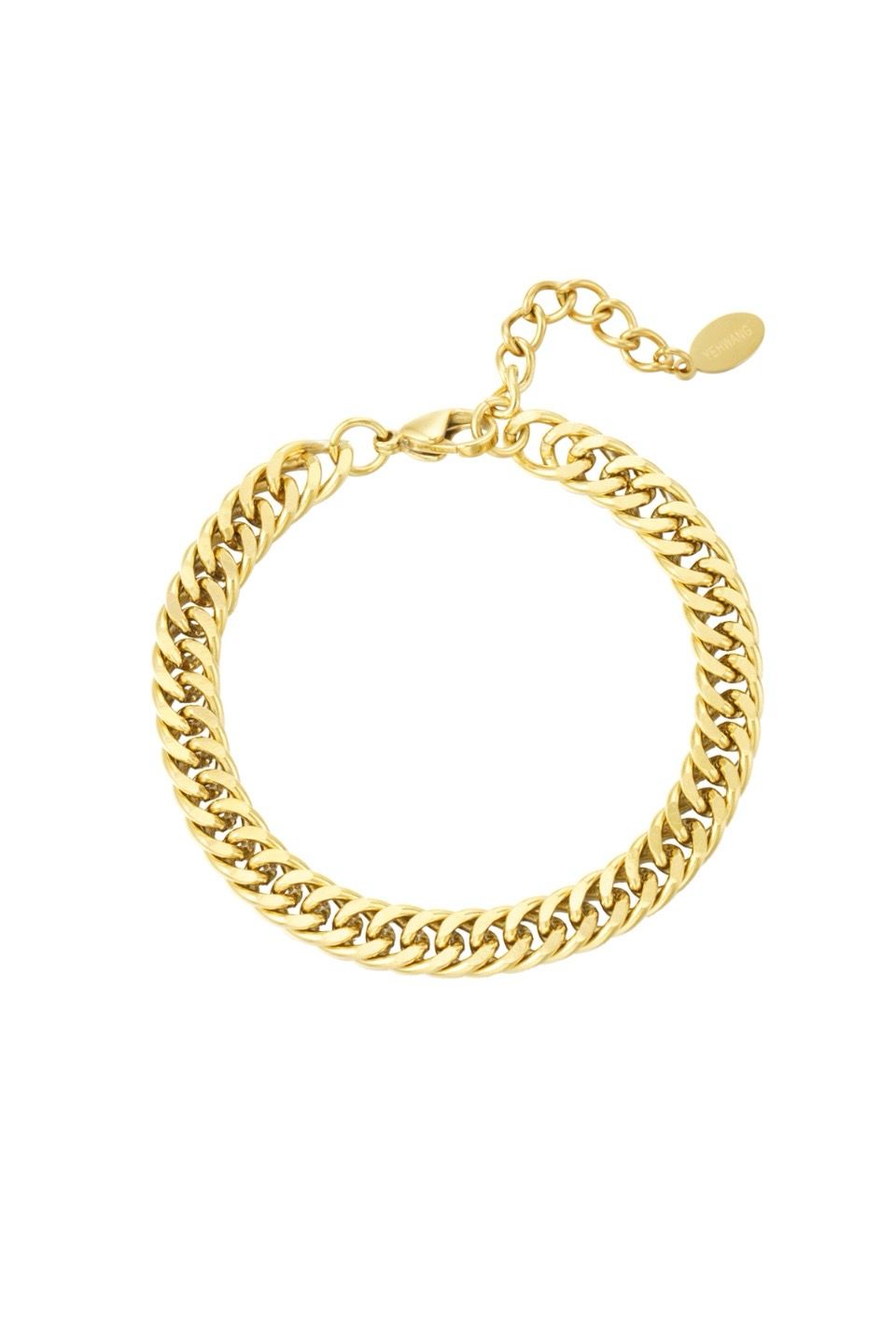 Schakel armband Robuust - Stainless Steel Armband - Herbal Infinity Jewellery - Armband Voor Vrouwen - Cadeau Voor Valentijn, Kleur: Goudkleurig