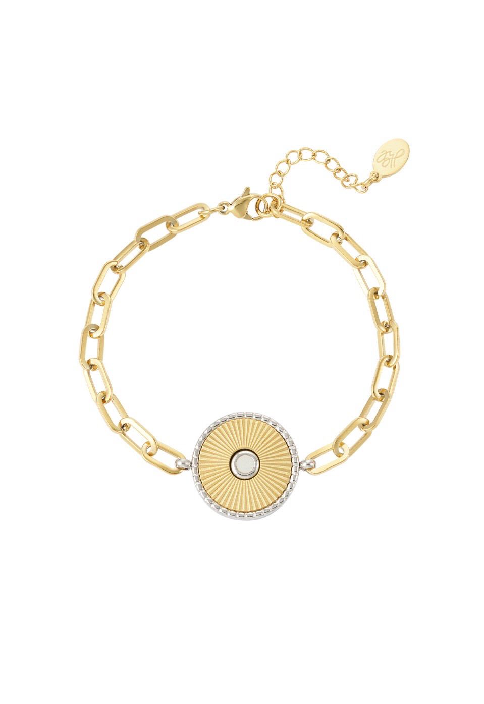 Set Link Ketting - Armband Met Muntbedel - Stainless Steel - cadeau tip