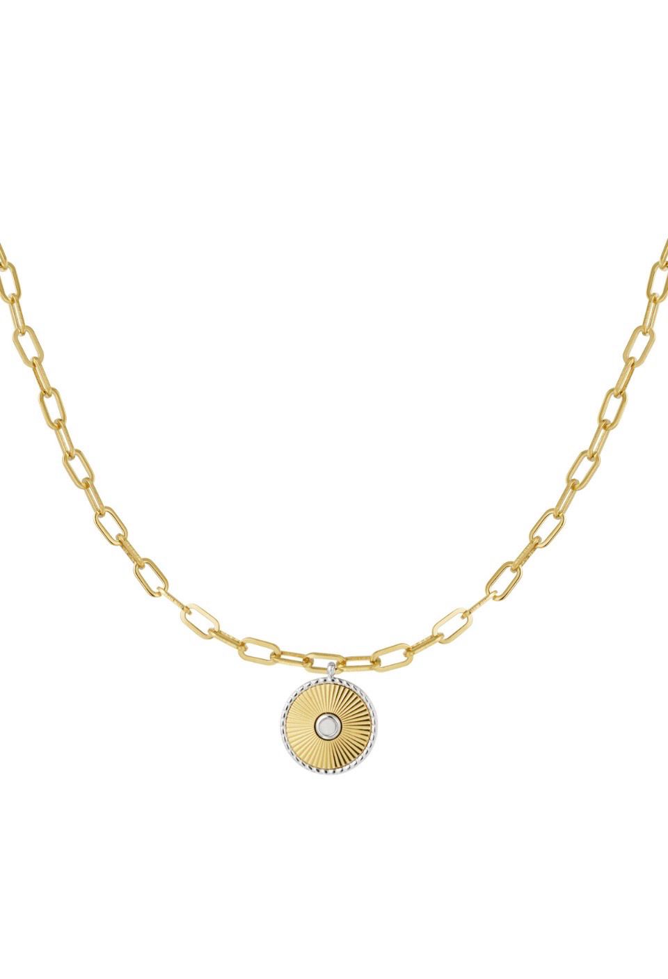 Set Link Ketting - Armband Met Muntbedel - Stainless Steel - cadeau tip