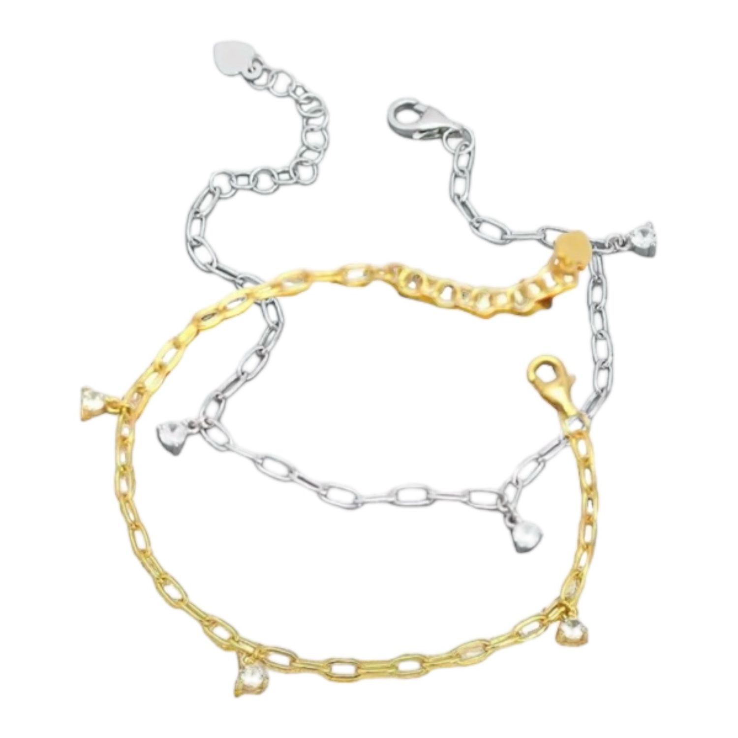 Armband Met Sier Steentjes - Schakelarmband - Armband Voor Vrouwen - Sterling Zilver - Goud Platina - Armband Voor vrouwen - cadeau voor haar - cadeau tip