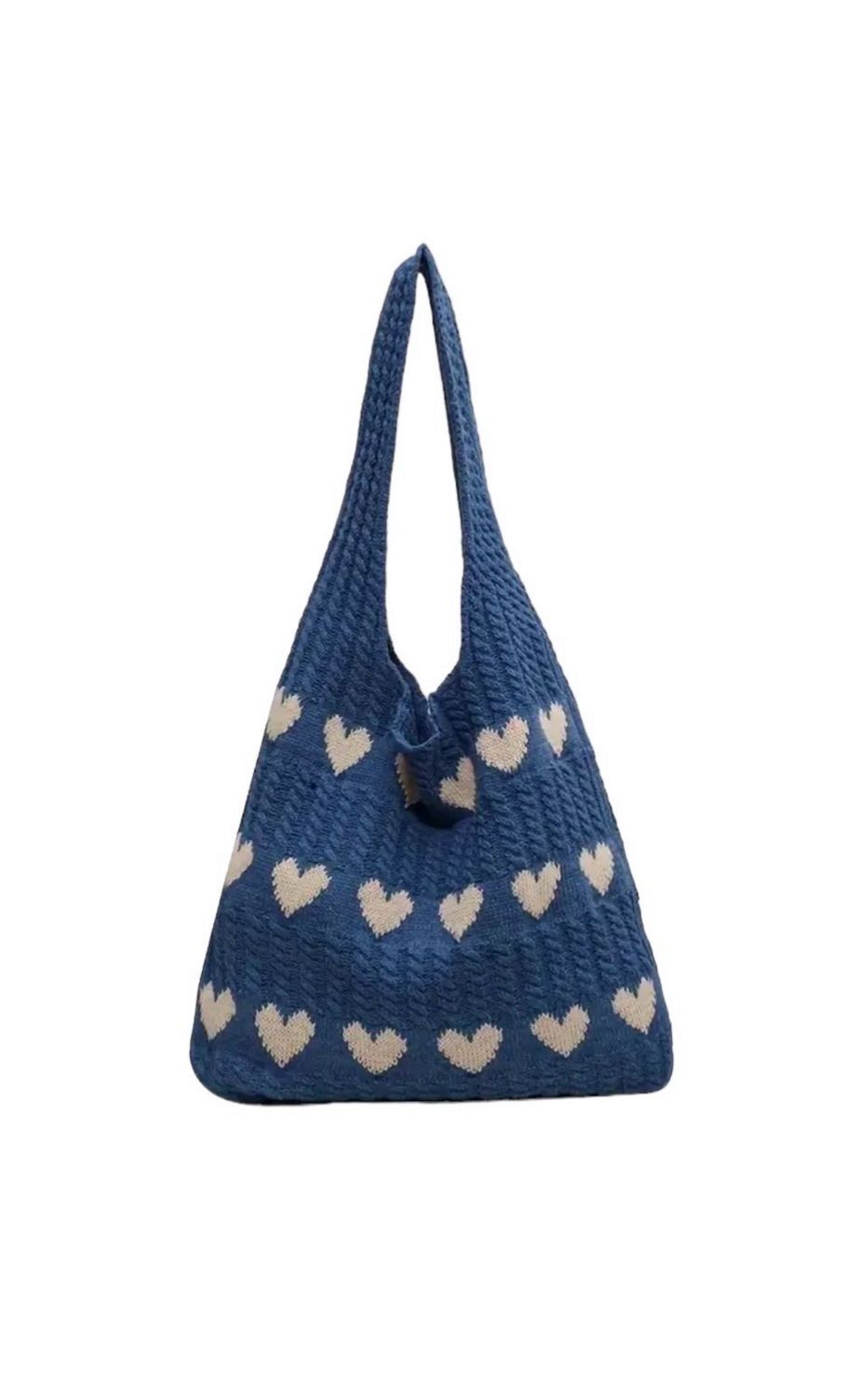 Crochet Tas Met Hartjes, Kleur: Blauw