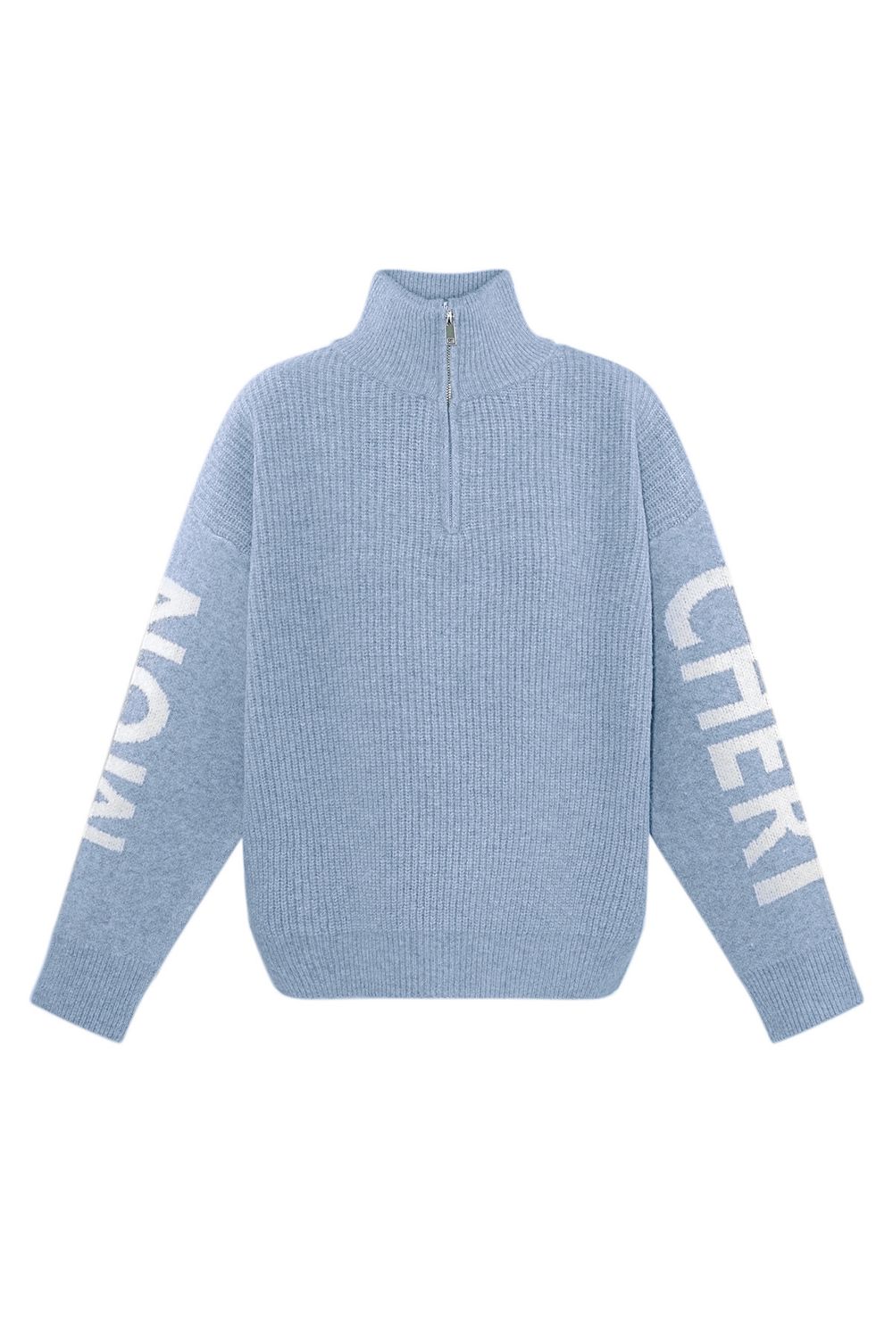 Trui Met Rits - Gebreide Sweater- - Wollen Trui - MON Cherie Trui- Trui voor dames - knitted sweater - Blauwe Trui- Grijze Trui - Zachte Trui - Winter Trui
