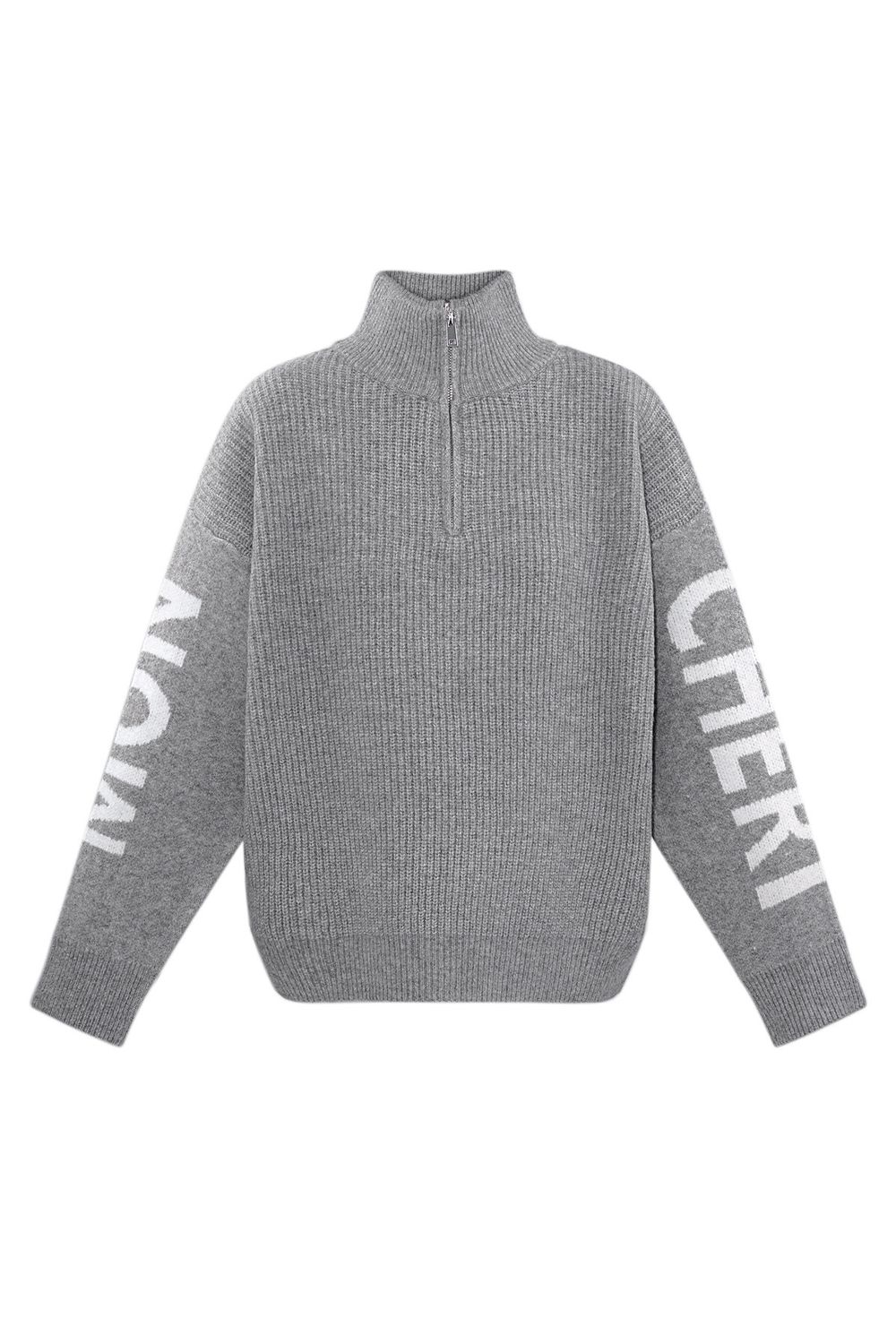 Trui Met Rits - Gebreide Sweater- - Wollen Trui - MON Cherie Trui- Trui voor dames - knitted sweater - Blauwe Trui- Grijze Trui - Zachte Trui - Winter Trui