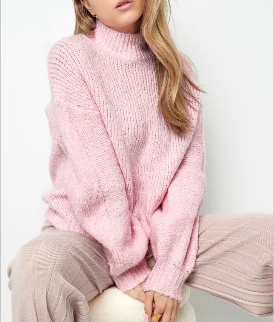 Comfy Trui - Gebreide Trui - Roze trui - Grijze sweater - Trui voor dames - trui Die Niet Prikt