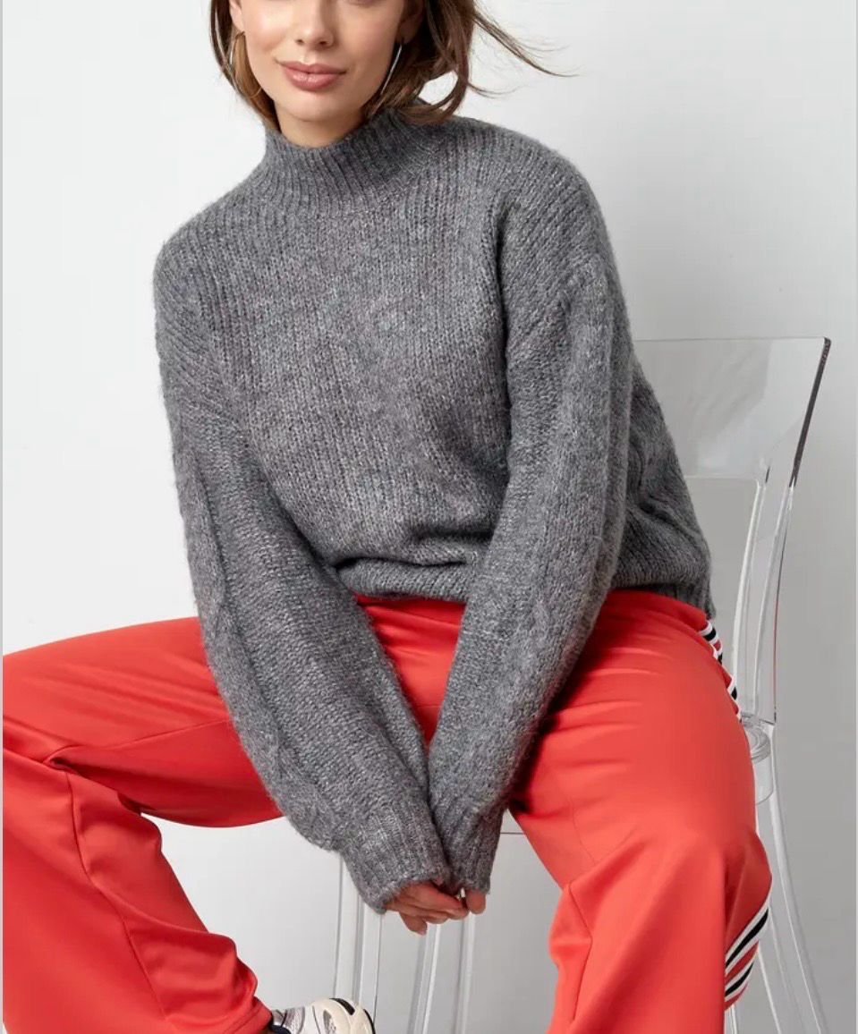 Comfy Trui - Gebreide Trui - Roze trui - Grijze sweater - Trui voor dames - trui Die Niet Prikt