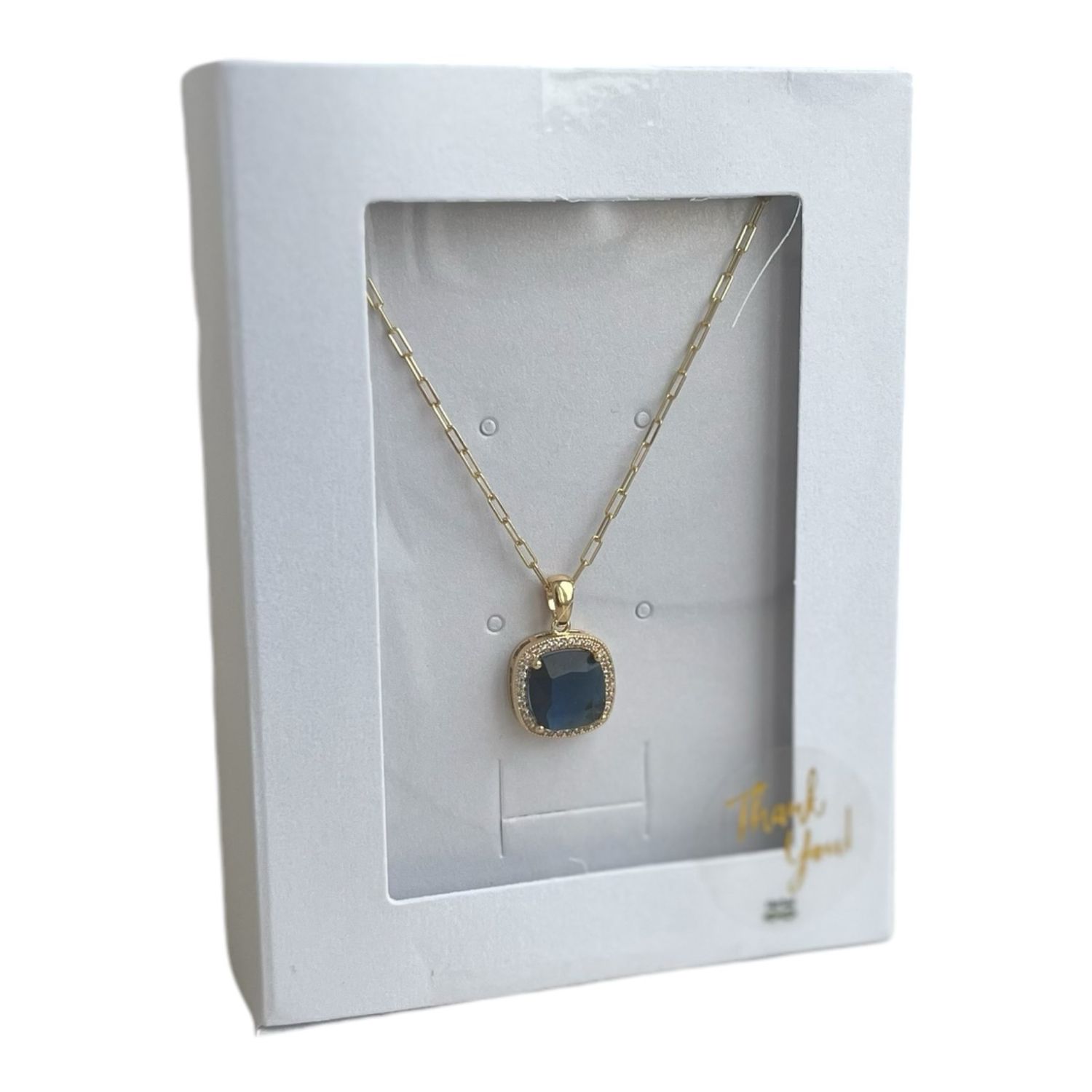 Geometric Ketting Met Blauwe Zircon Hanger - Ketting Zonder Hanger - Sterling Silver Plating 14K Gold