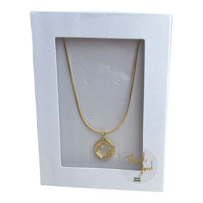 Vierkante Ketting Met Hanger Met Witte Steen - Simpele Vierkante Ketting Met Hanger - Sterling Zilver - White Gold Plated