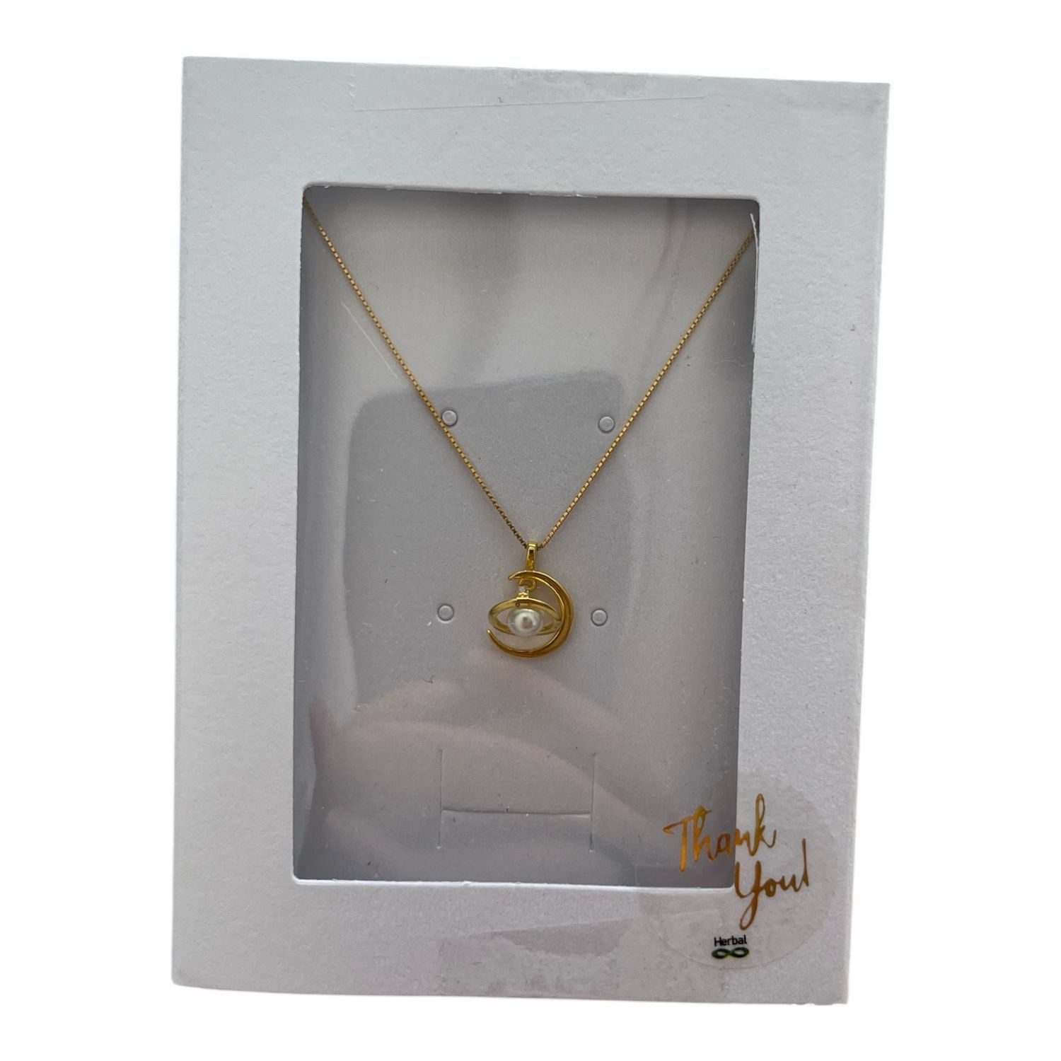 Ketting Met Maan Hanger - Ketting Met Maan Hanger en Parel- Ketting Voor Vrouwen. Sterling Zilver Ketting Met Hanger - Goud Platina