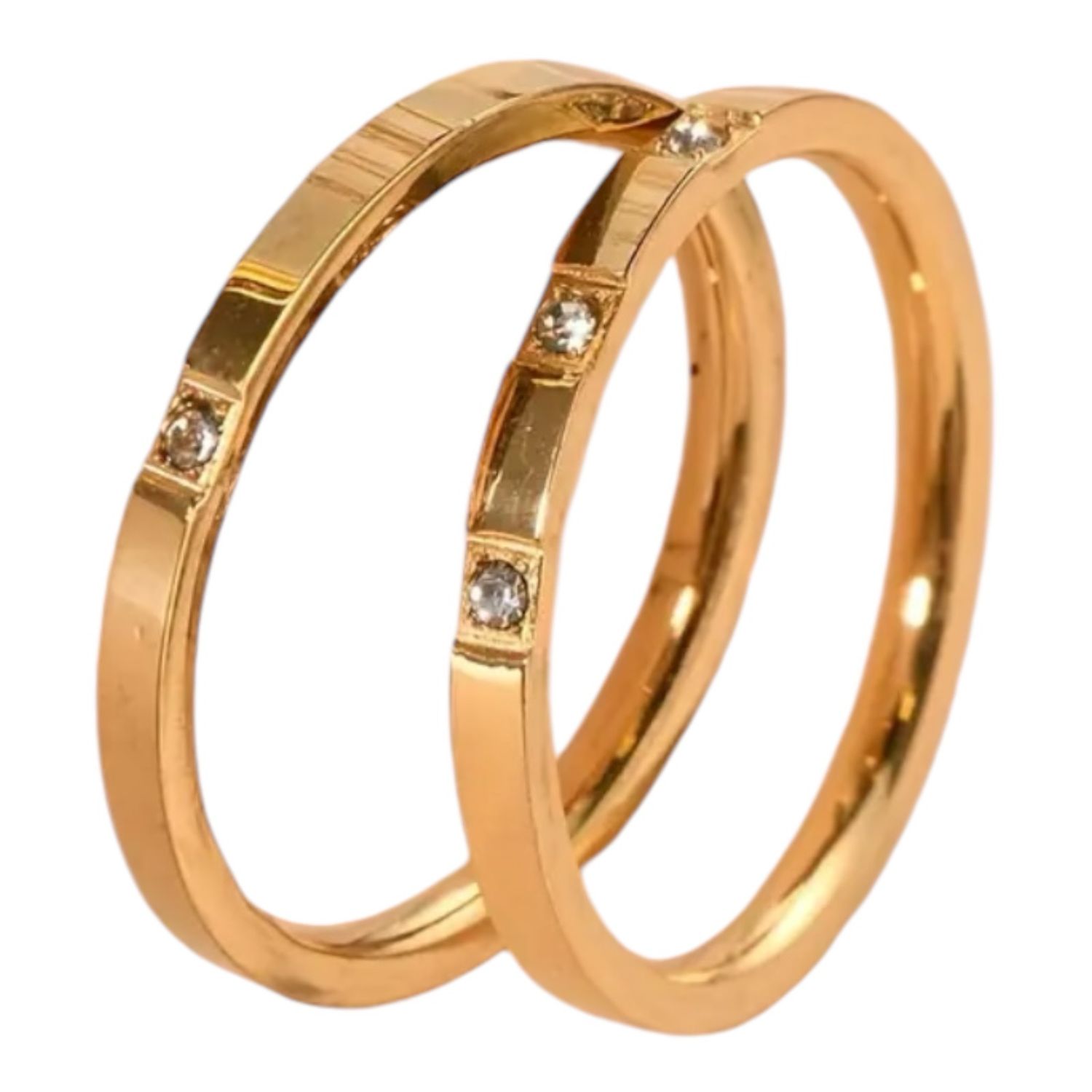 Set Van 2 Stainless Steel Ringen Met Steentjes