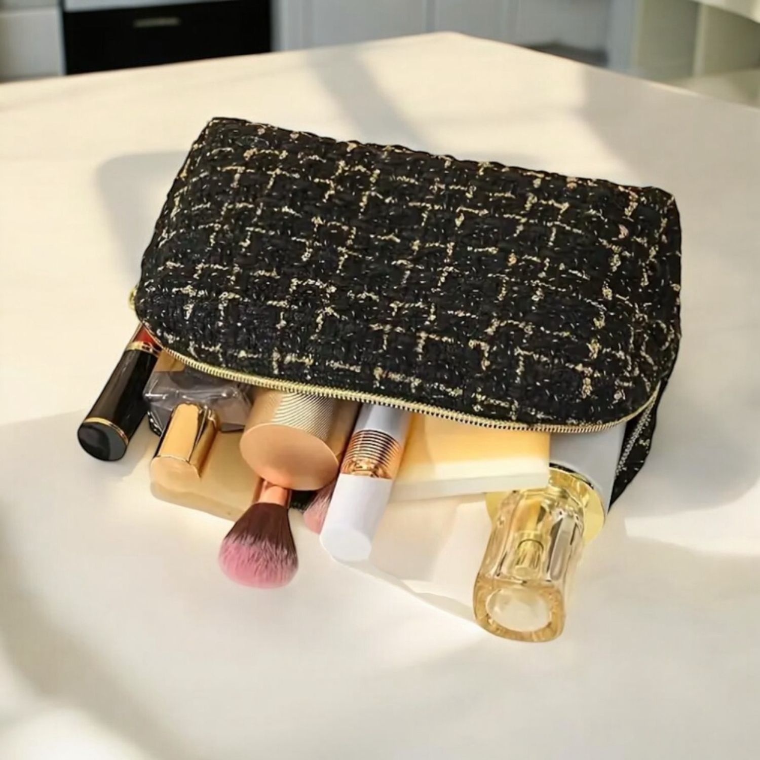 Make Up Tas - Geruit Partoon - Toilettas - Accessoires toilettassen