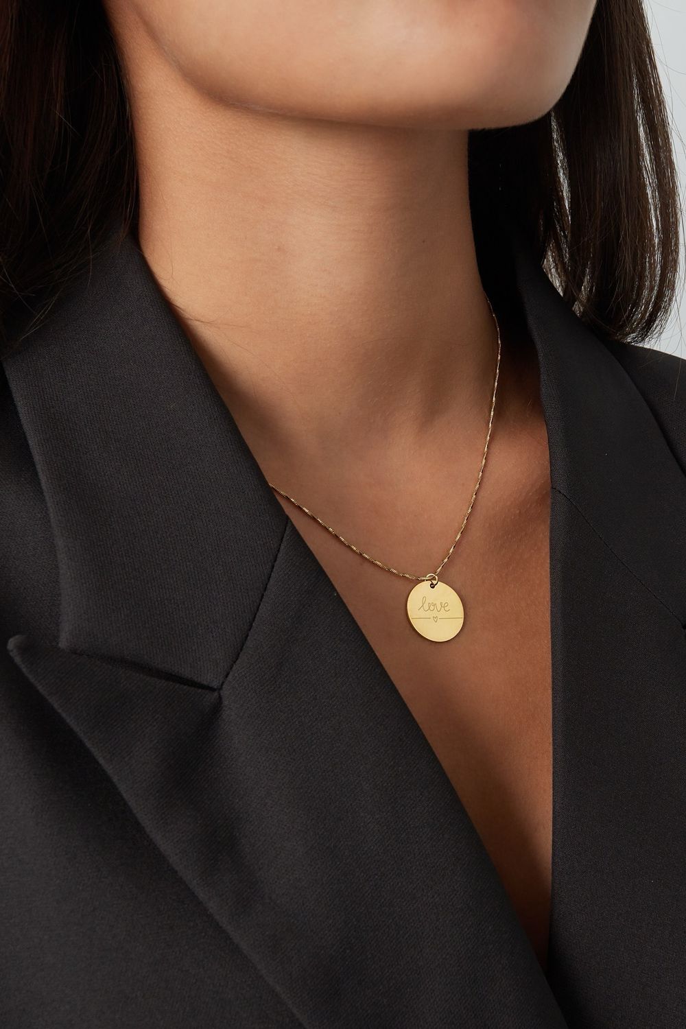 Ketting Met Love Munt - Stainless Steel Ketting - Ketting Met Hanger - Ketting Voor Vrouwen - Cadeau Tip