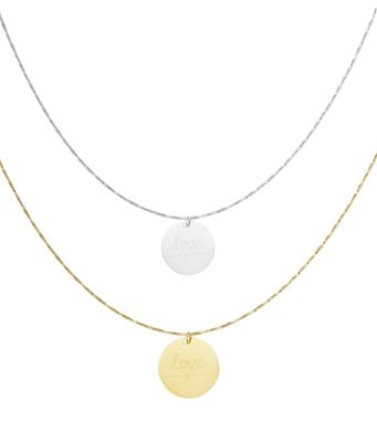 Ketting Met Love Munt - Stainless Steel Ketting - Ketting Met Hanger - Ketting Voor Vrouwen - Cadeau Tip
