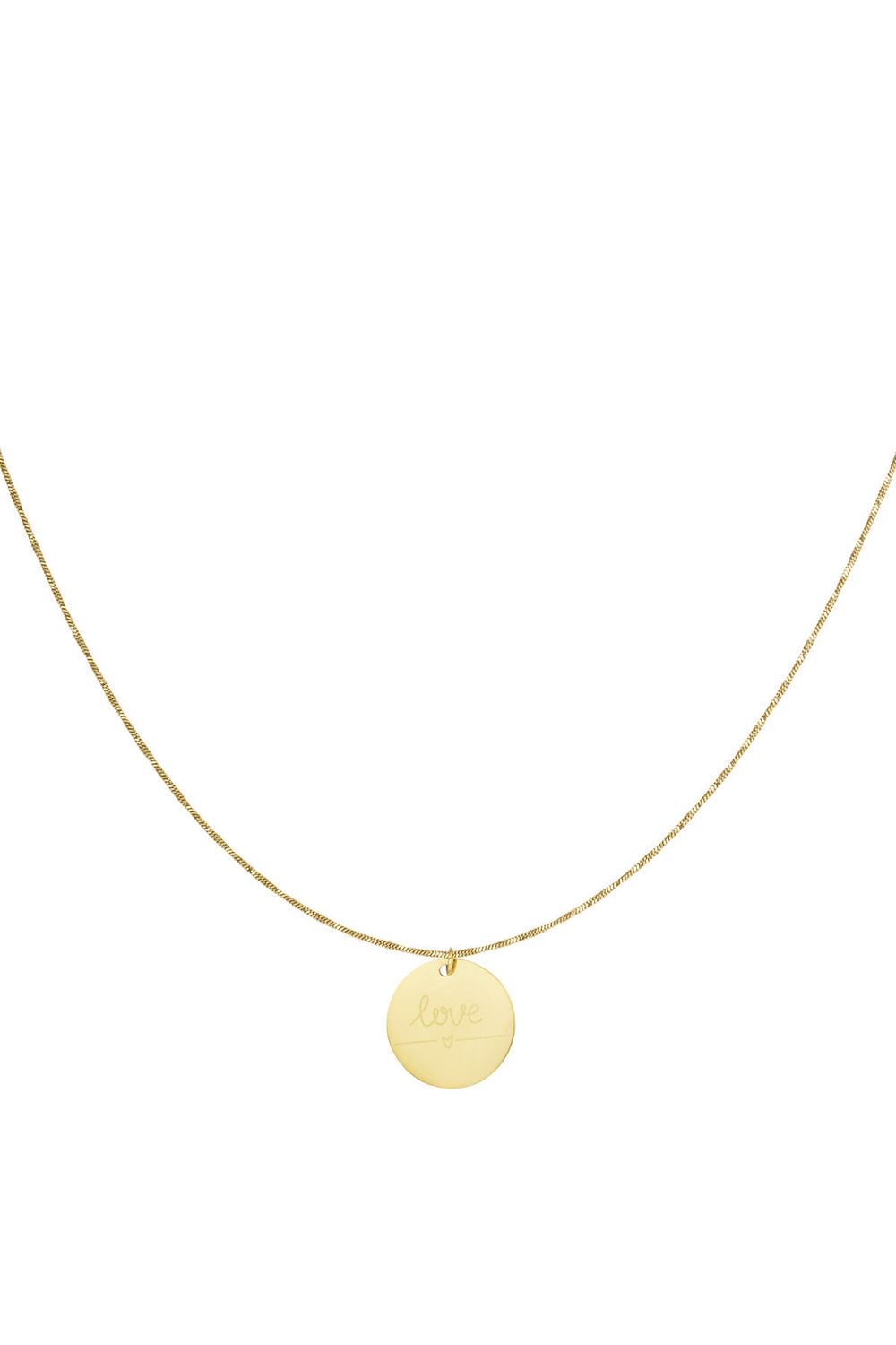 Ketting Met Love Munt - Stainless Steel Ketting - Ketting Met Hanger - Ketting Voor Vrouwen - Cadeau Tip