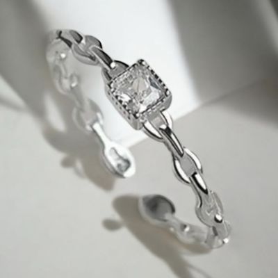 Open Ketting Ring Met Zircon Steentje