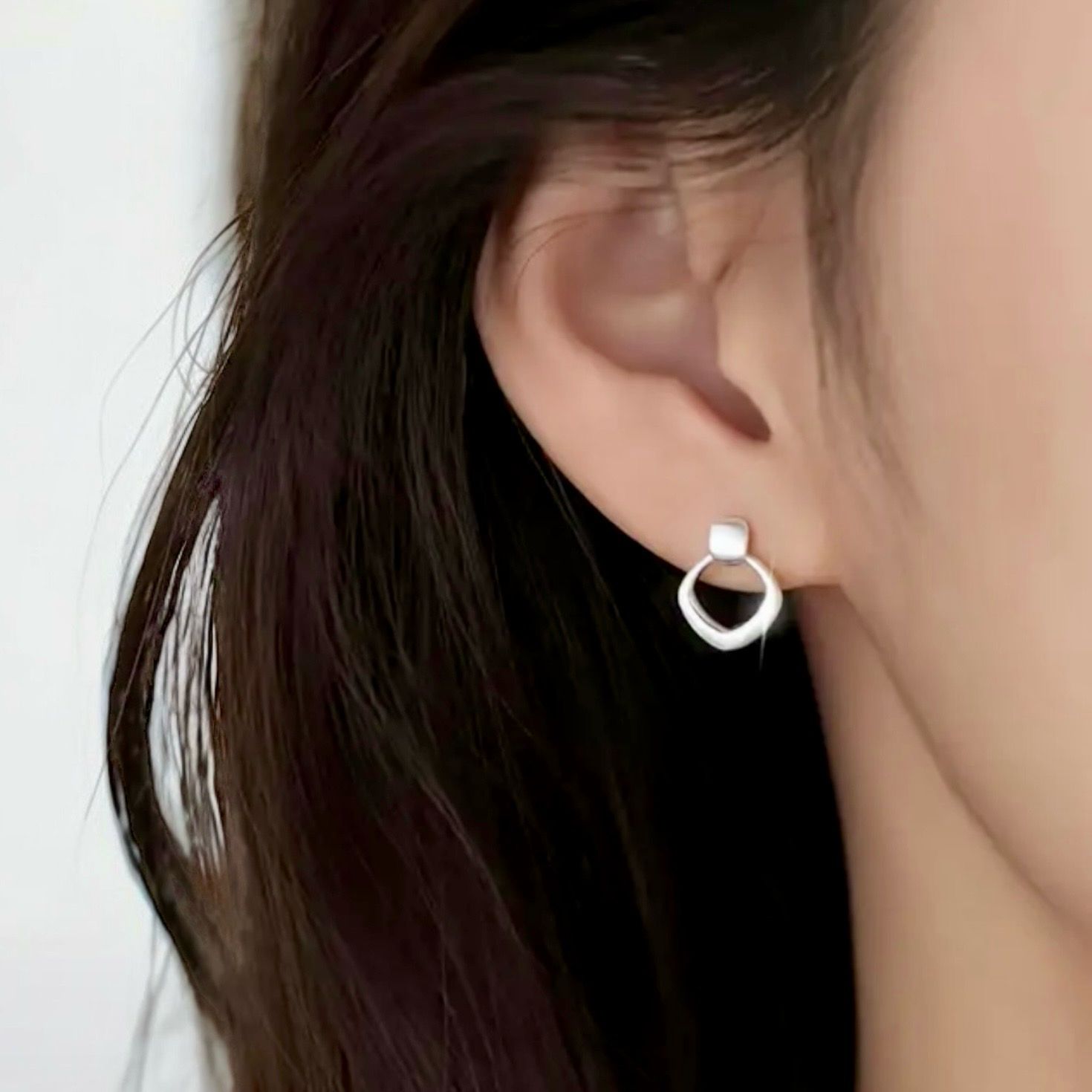 Zilveren Geometric Stud Oorbellen