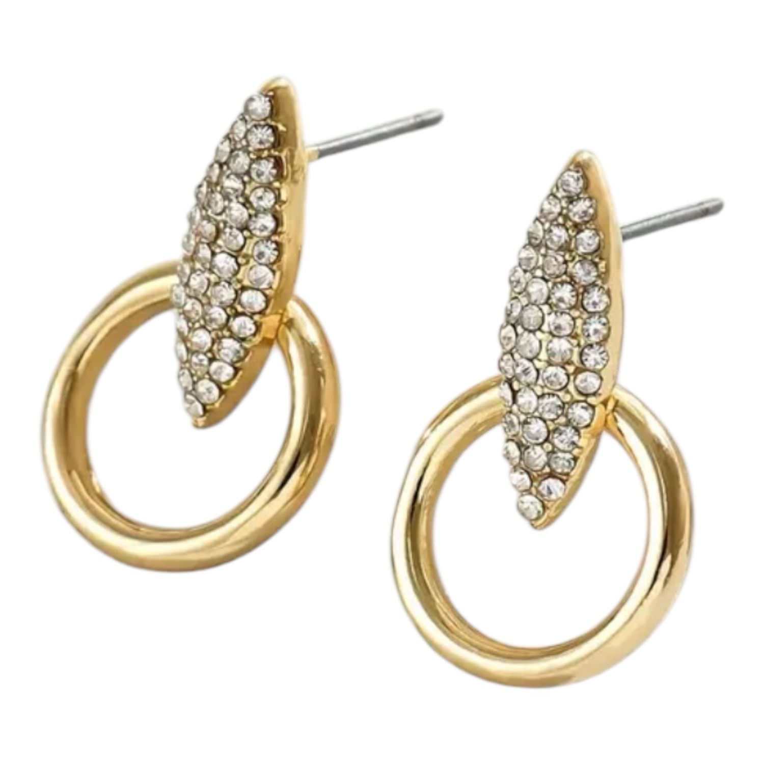 Circle Leaf Met Steentjes Oorbellen - Oorbel stekers - Goud kleurig - Goedkope juwelen
