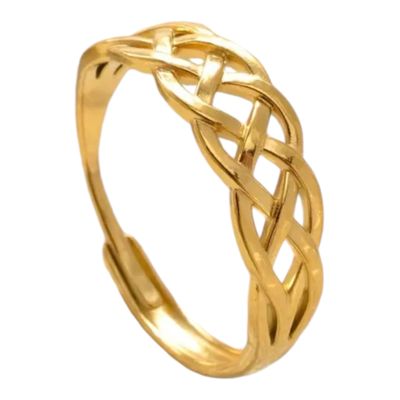 Brede Ring - Ring Met Gevlochten Patroon - Stainless Steel ring - one size ring
