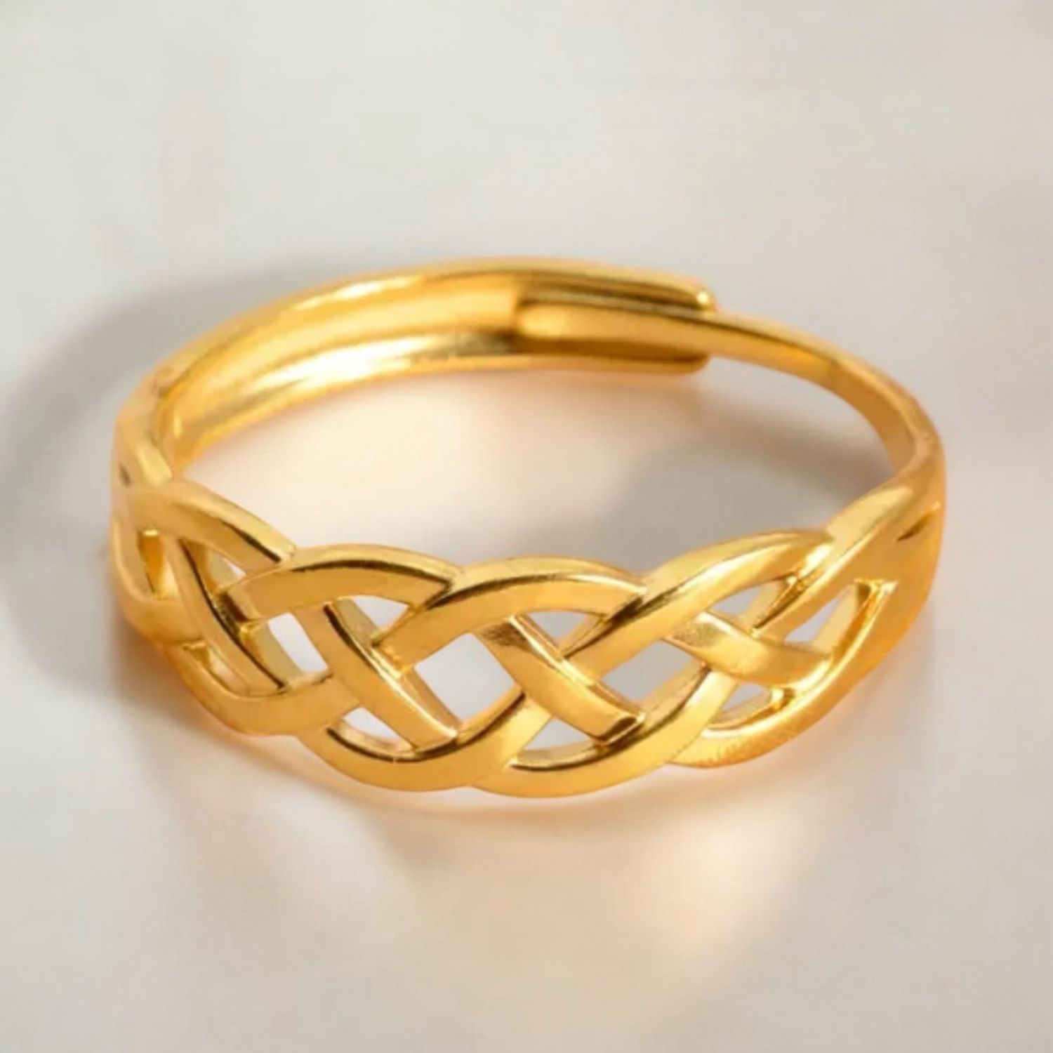 Brede Ring - Ring Met Gevlochten Patroon - Stainless Steel ring - one size ring
