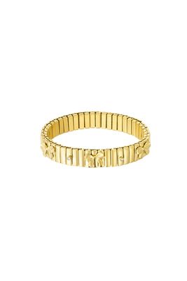 Brede Armband Met Strikjes Motief - Elastische armband - Armband goudkleurig - Stainless Steel armband - Armband voor vrouwen -Herbal Infinity Jewellery - Stainless Steel (verkleurt niet!)