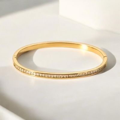 Stainless Steel Bangle Met Steentjes