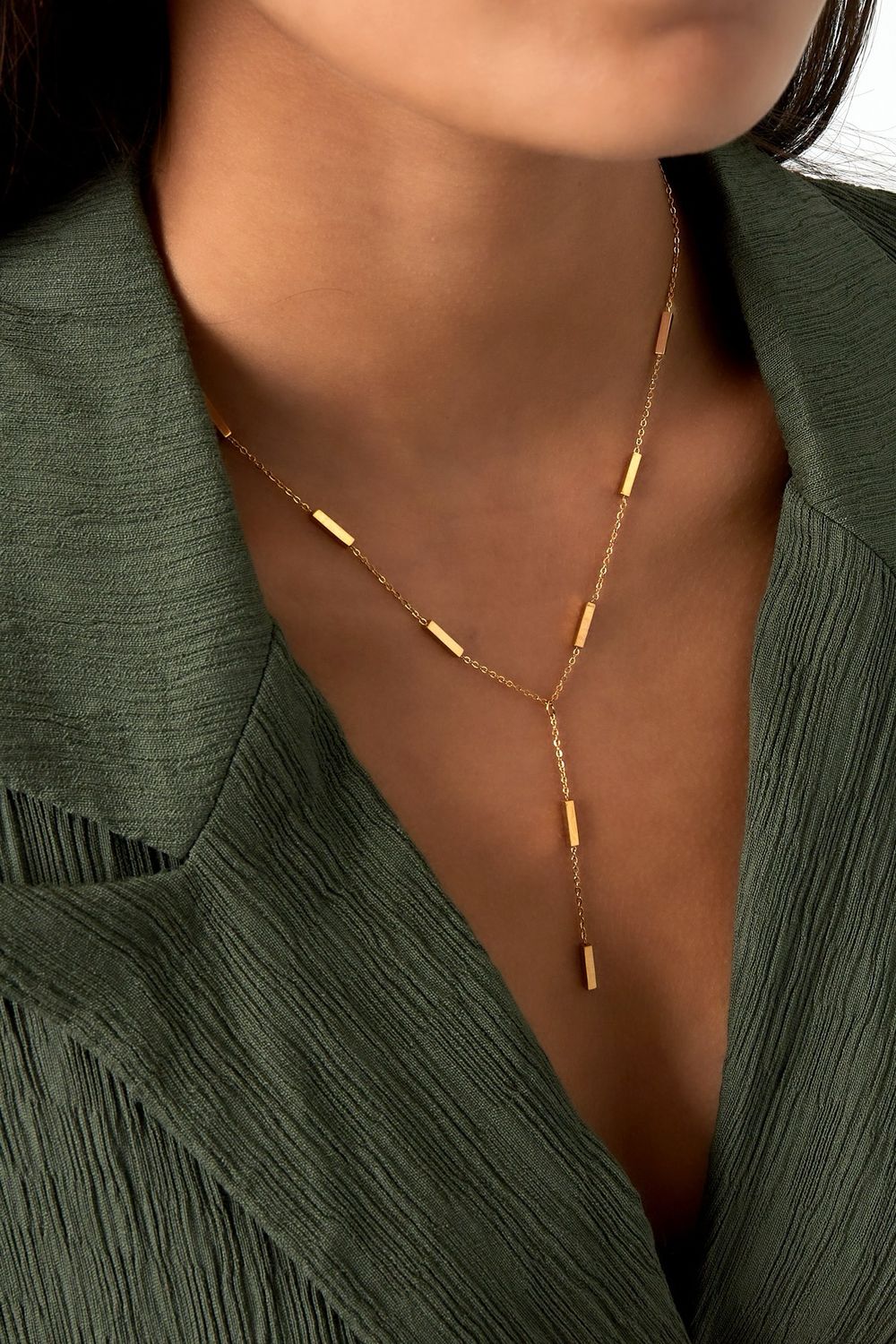 Drop Down Ketting Met Tubes - Ketting voor vrouwen - Lange ketting - Stainless Steel ketting - Goudkleurig - Cadeau tip