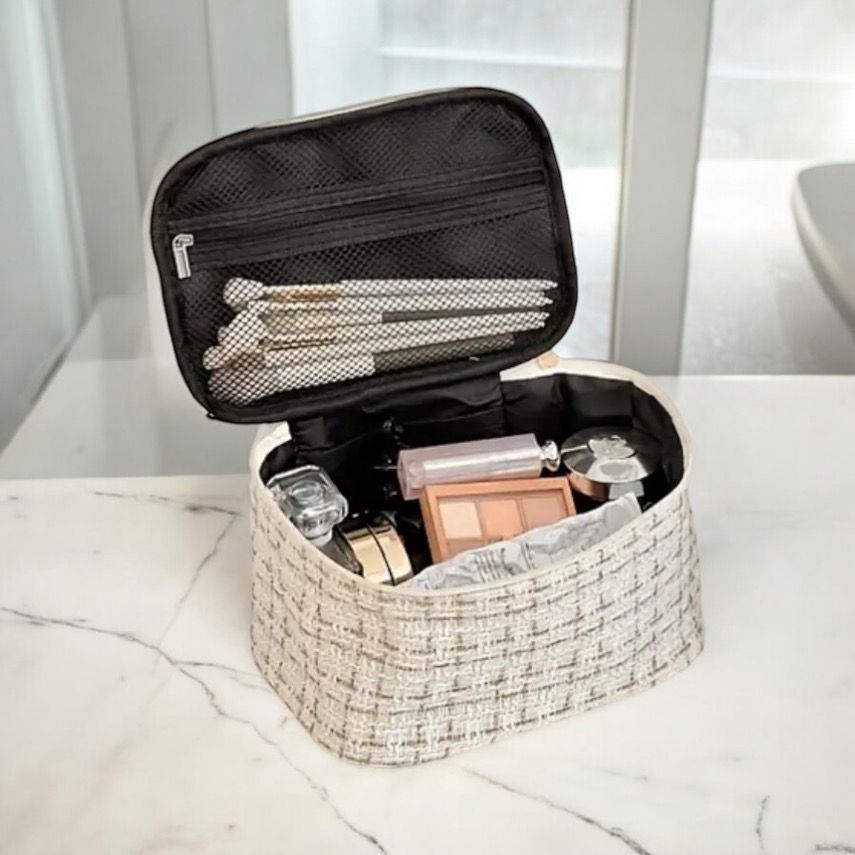 Beautycase Met Ruitjespatroon - Grote Make Up Tas - Grote Toilet Tas