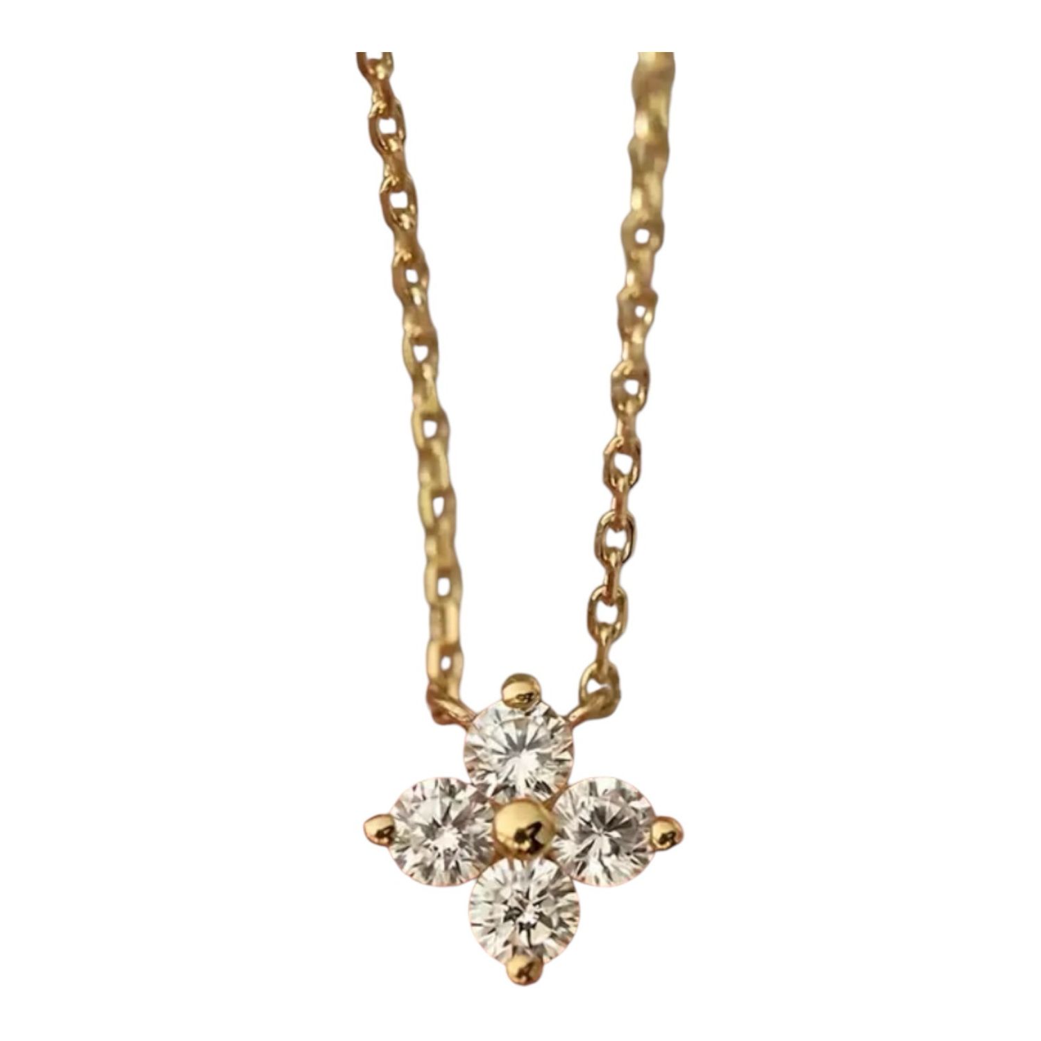 Fijne Zilveren Ketting - Platina Goud - Ketting Met Bloem steentjes