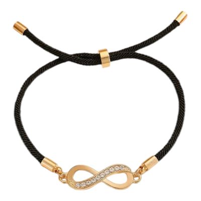 Zwarte Armband Met Infinity Teken - Aanpasbare Armband - Armband Met Trek Koordjes