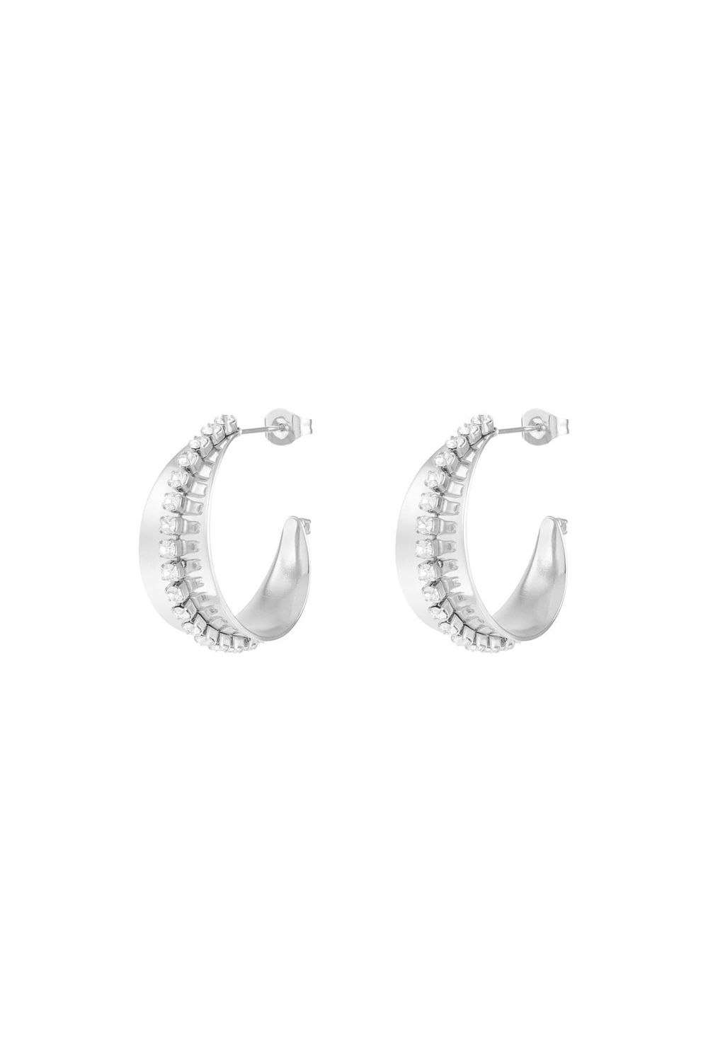 Sparkle Shine Hoops Met Steentjes - Stainless Steel Oorbellen - Nikkelvrij Oorbellen - Cadeau tip