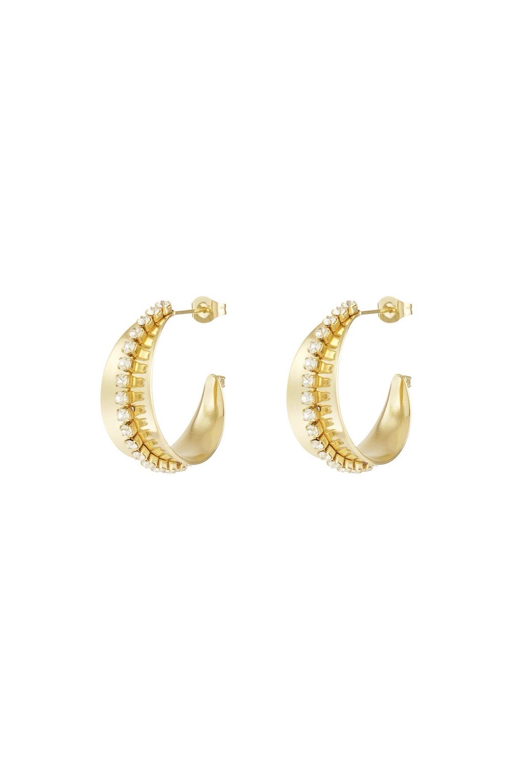 Sparkle Shine Hoops Met Steentjes - Stainless Steel Oorbellen - Nikkelvrij Oorbellen - Cadeau tip