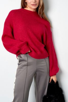 Comfy Sweater - Gebreide Trui - Wollen Trui - Rode Trui - Cherry Rode Trui- Knitted sweater - trui voor vrouwen - Trui die niet prikt - Comfy Trui