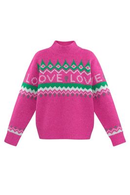 Love Sweater Pink - Roze Trui - sweater voor vrouwen - knitted sweater - wollen trui - Trui die niet prikt