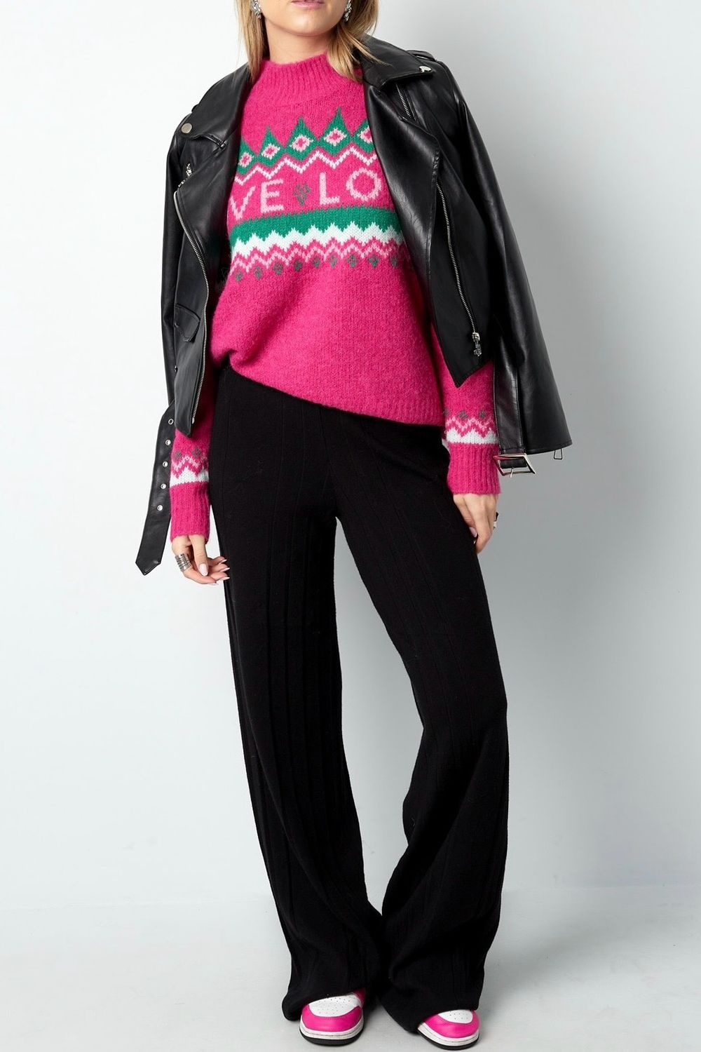 Love Sweater Pink - Roze Trui - sweater voor vrouwen - knitted sweater - wollen trui - Trui die niet prikt