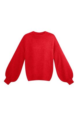 Comfy Trui - Rode Sweater - Knitted trui - wollen trui - trui die niet prikt - trui voor dames - Gebreide Trui