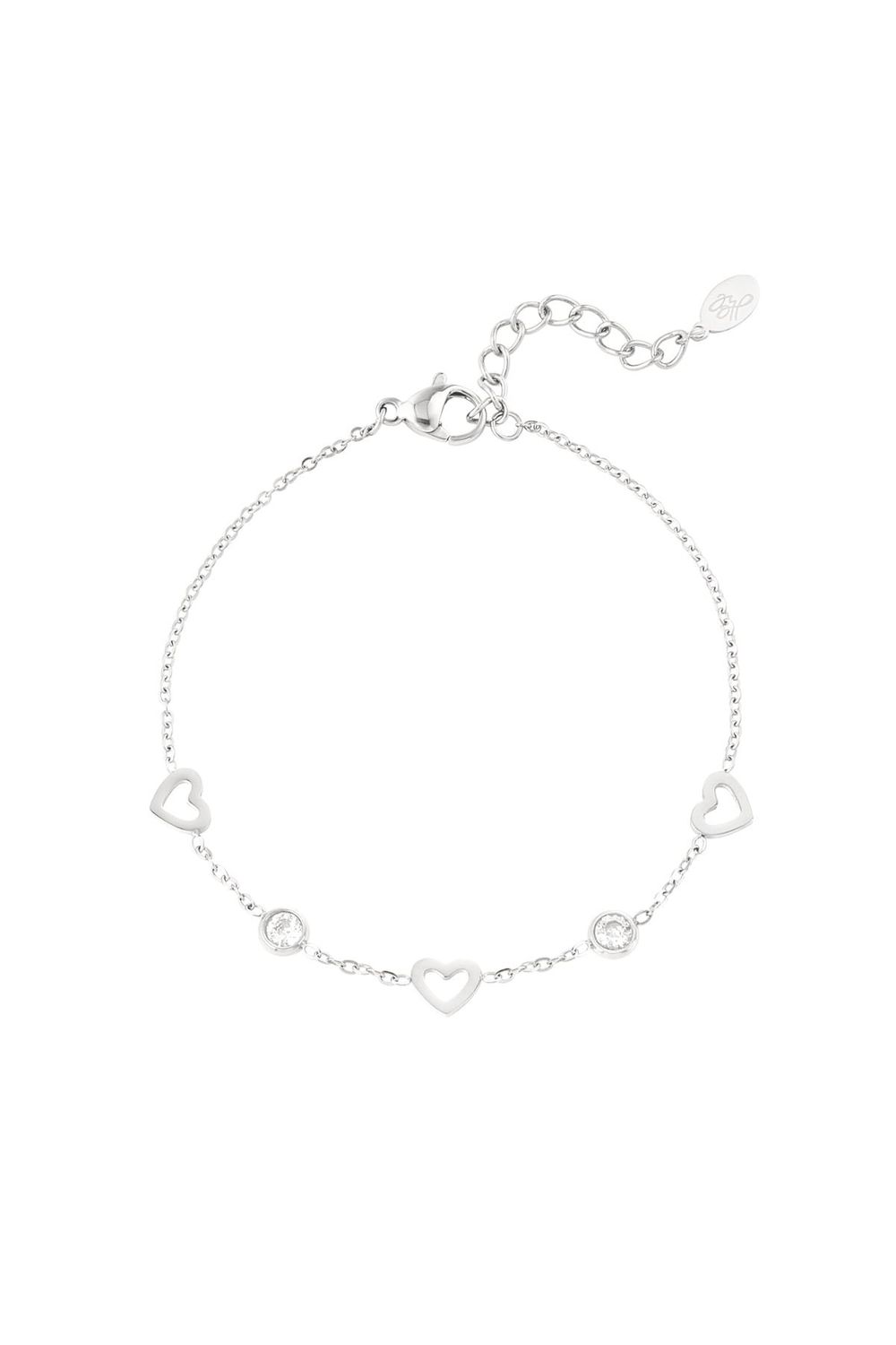 Armband Met Hart En Diamant Bedels - Stainless steel armband - Herbal Infinity Jewellery - 100 % Waterproof - armband voor vrouwen - hartjes armband -Minimalistische fijne armband