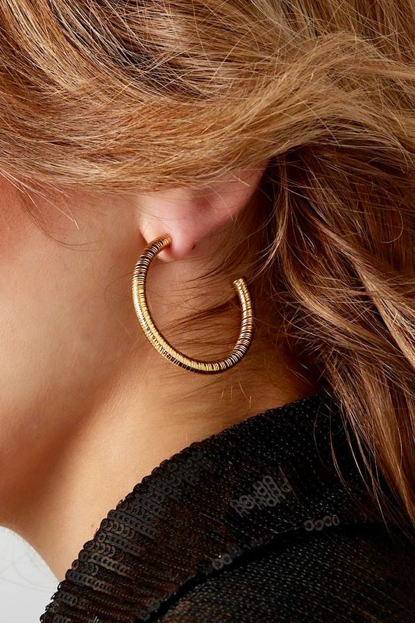 Snake Print Hoops - Grote Oorringen - Stainless steel oorbellen - cadeau voor haar - cadeau tip - zilver - goud