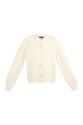 Cardigan Met Hart Knopen - Witte Cardigan - Knitted trui - knitted cardigan - winter trui - sweater with- sweater zwart