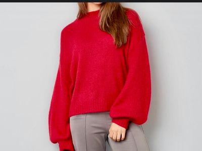 Comfy Trui - Rode Sweater - Knitted trui - wollen trui - trui die niet prikt - trui voor dames - Gebreide Trui