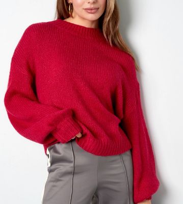 Comfy Sweater - Gebreide Trui - Wollen Trui - Rode Trui - Cherry Rode Trui- Knitted sweater - trui voor vrouwen - Trui die niet prikt - Comfy Trui
