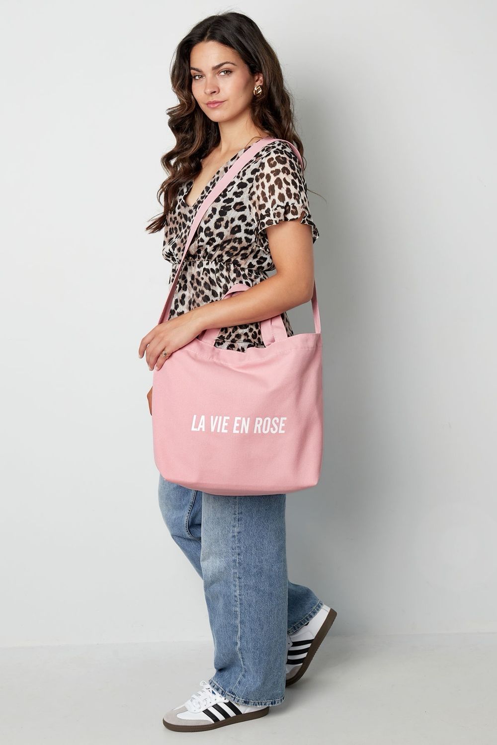 Canvas Shopper La Vie En Rose Grote tas - draagtas - winkeltas - strandtas