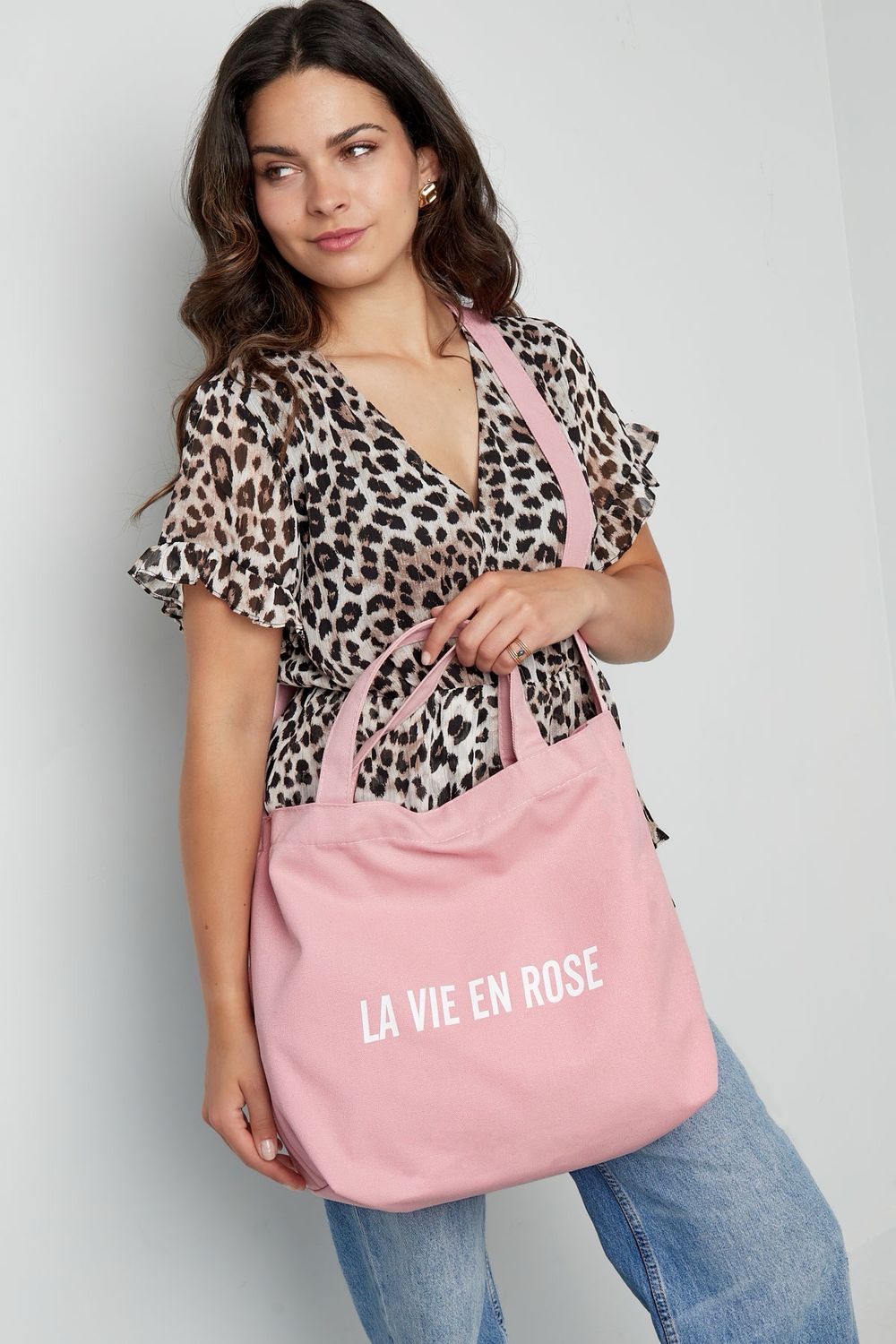 Canvas Shopper La Vie En Rose Grote tas - draagtas - winkeltas - strandtas