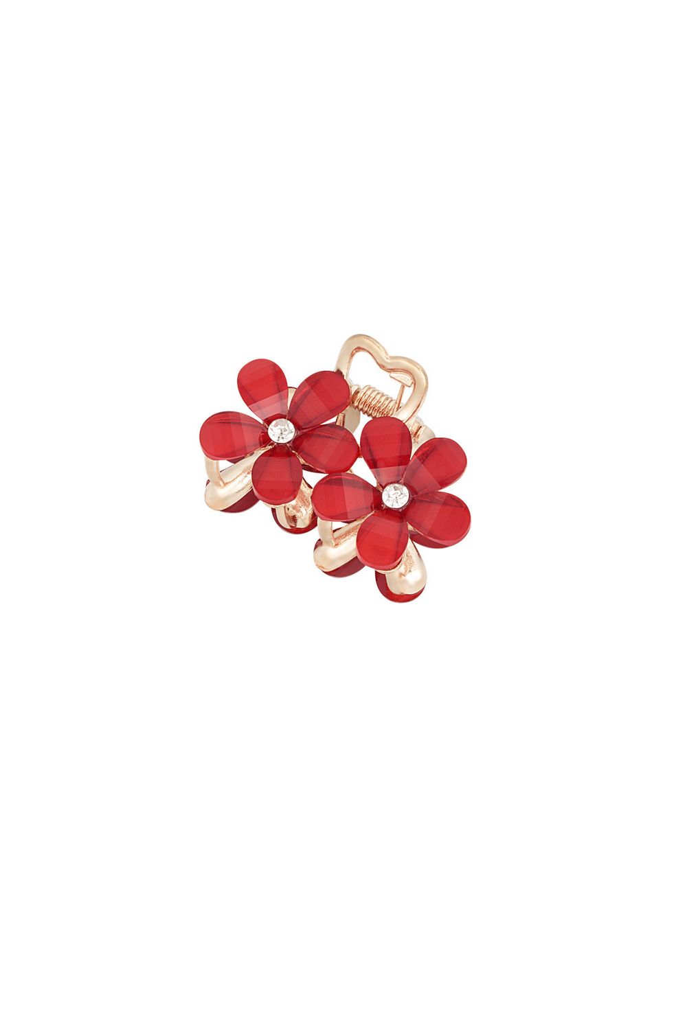 Flower Duo Hair Clip - Rode Bloem Haarclip - Kleine Haarclip - Sier Haar Clip