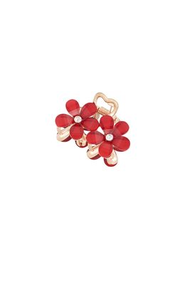 Flower Duo Hair Clip - Rode Bloem Haarclip - Kleine Haarclip - Sier Haar Clip