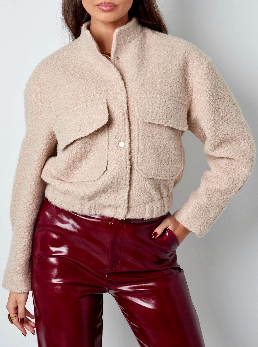 Bomber Jas- Gebroken Wit/ Beige Vest- Korte Jas
