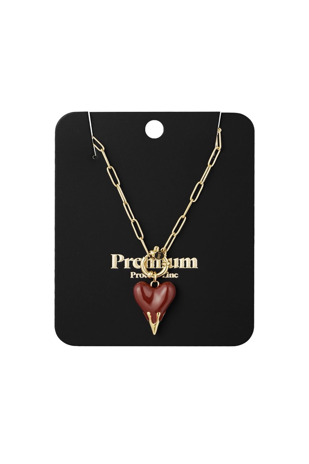 Charm Neckless Heart On Fire - Stainless Steel - Rood Hart Bedel Ketting