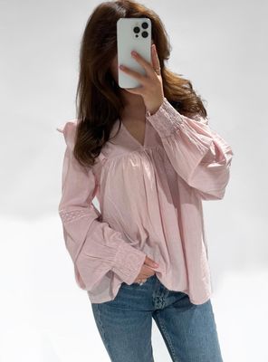 Evelyn Top - Dusty Pink - Losse Top - Top Met Lange Mouwen - Top Voor Vrouwen - Roze Top - Roze Blouse