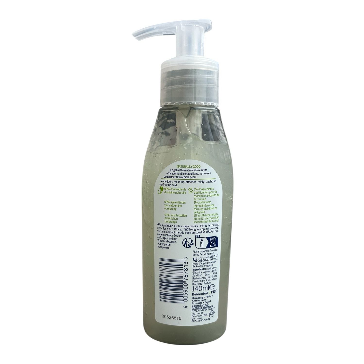 Nivea Naturally Good Micellar Washgel - Gezicht Reiniging Met Organic Aloe Vera - 140ml - Make Up Remover - Natuurlijk Product